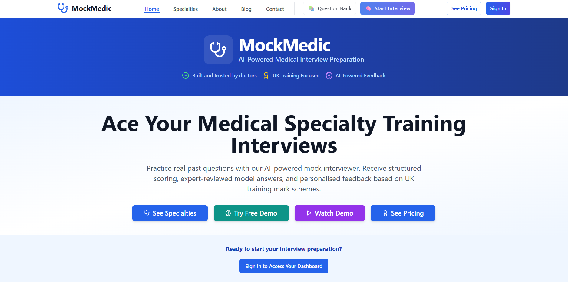 MockMedic.com screenshot